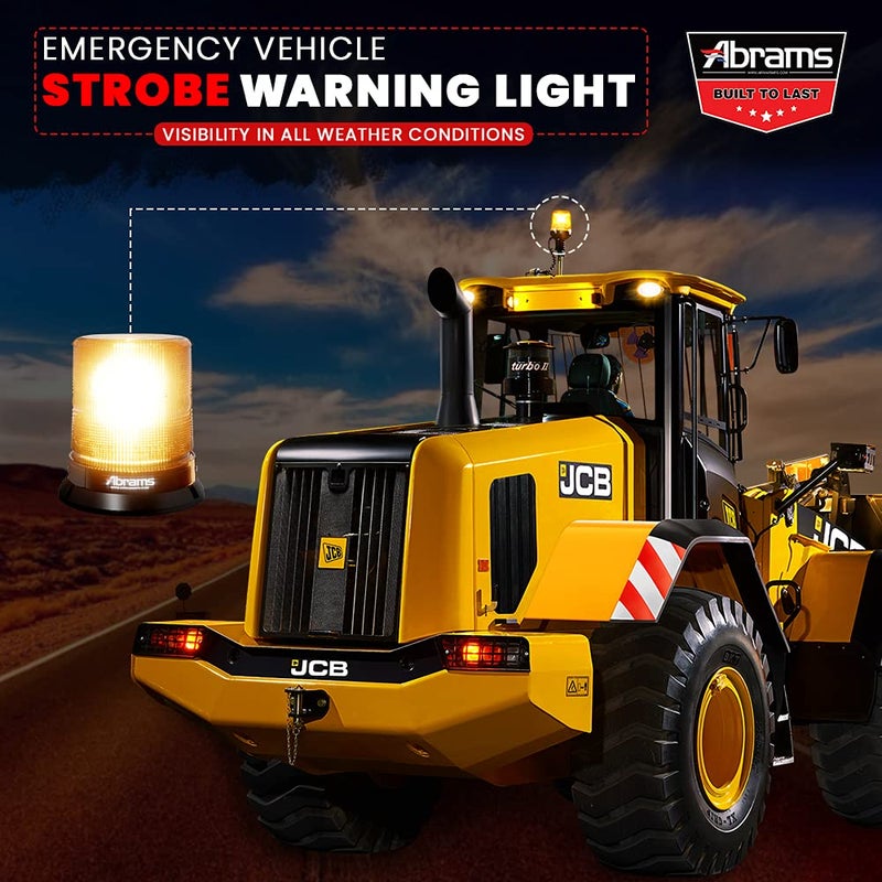 Abrams 7" Inch StarEye LED Beacon Dome [12 LED] [36W] Roof Top Permanent Mount [SAE Class-1] [30+ Flash Patterns] [IP67] Construction Vehicle Cars and Trucks Amber Flashing Warning Strobe Beacon Light - Image 3